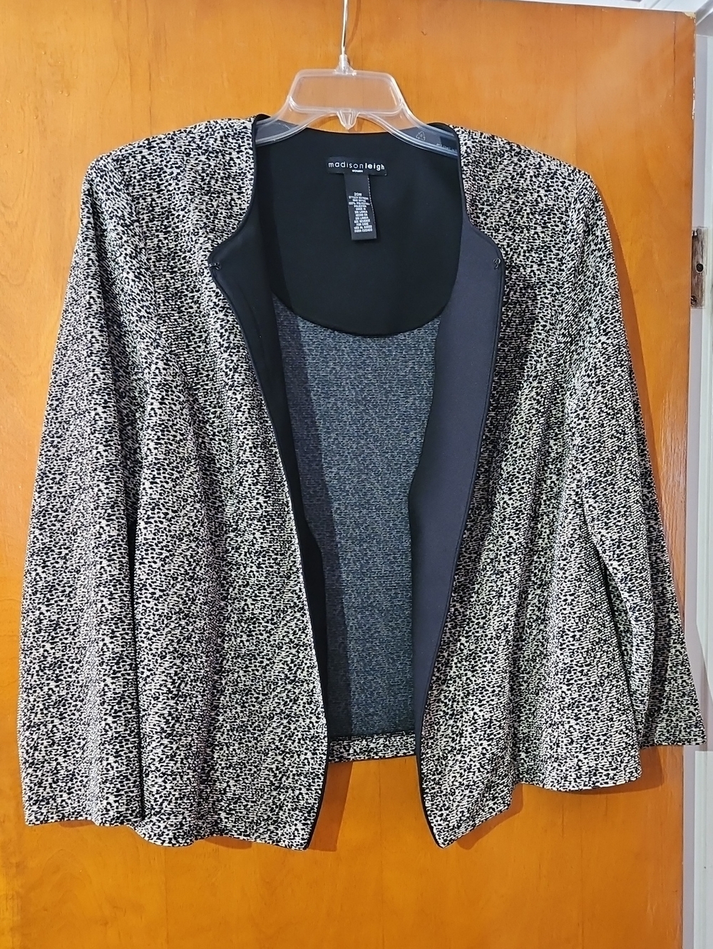 madison leigh Black, Brown And White Speckled Open-Front Blazer